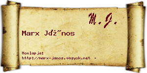 Marx János névjegykártya