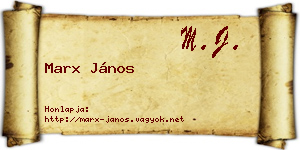 Marx János névjegykártya